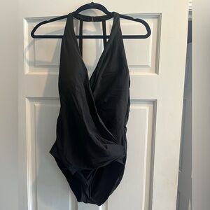 Miracle Suit Black One-Piece Swimsuit - Halter Wrap Front